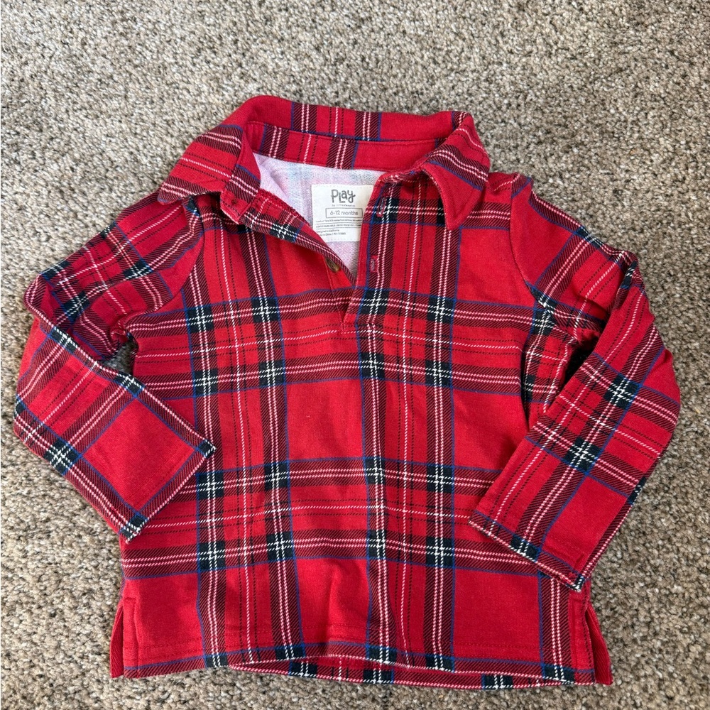 Little Sleepies play red plaid shirt